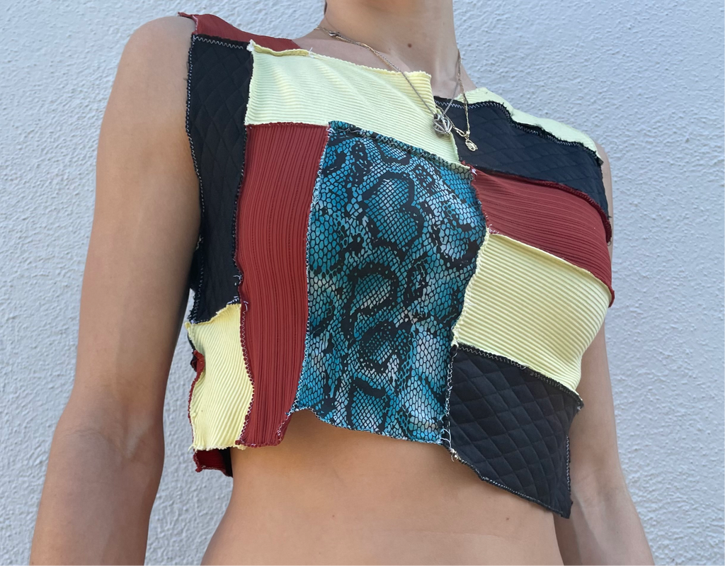 Multi-Color Scrap Crop Top